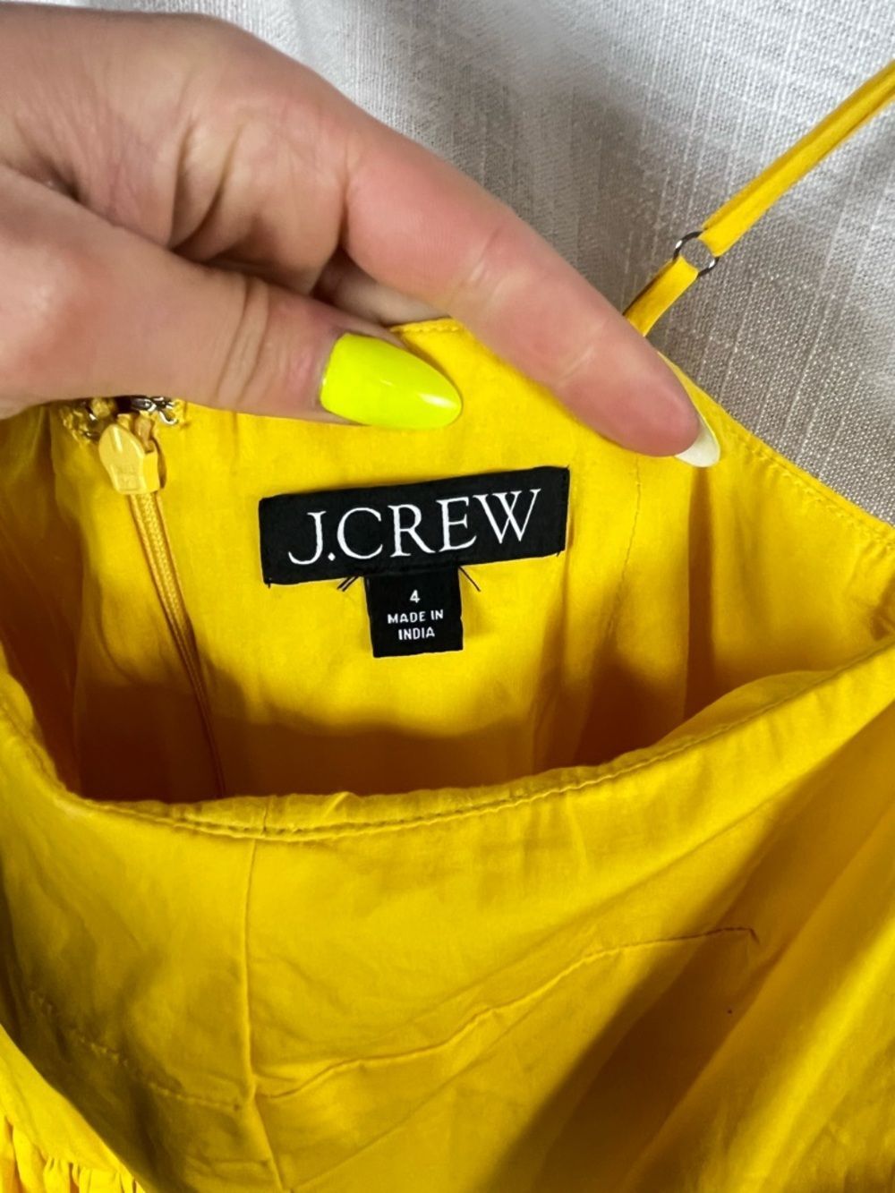 J. Crew Sunny Yellow Spaghetti Strap Sundress Size 4 - Picture 3 of 5